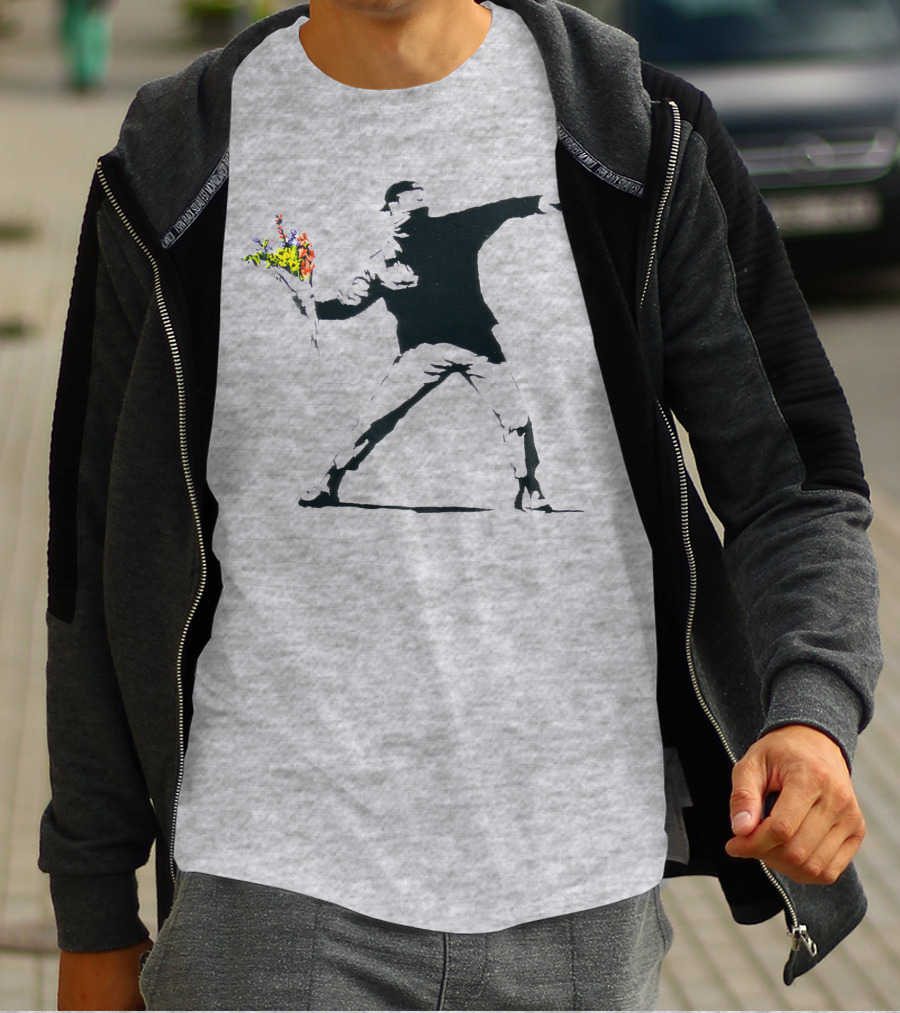 Banksy Flower Thrower Stencil T-Shirt