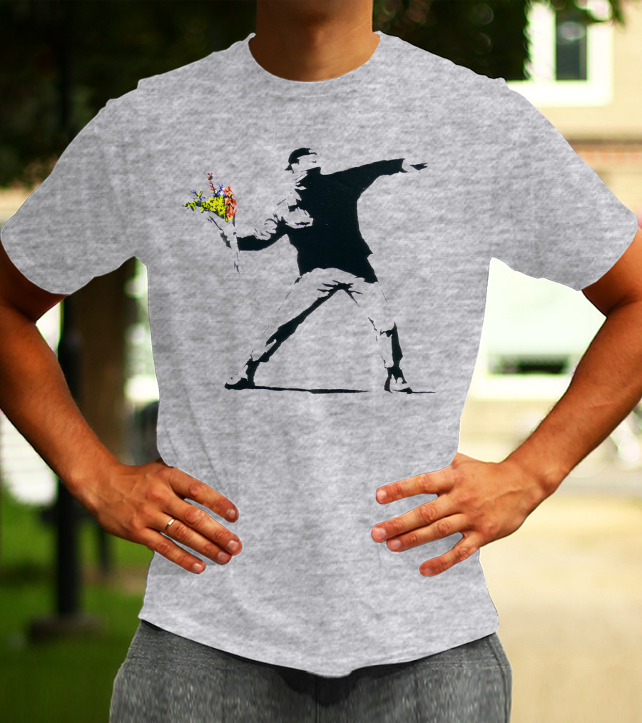 Banksy Flower Thrower Stencil T-Shirt
