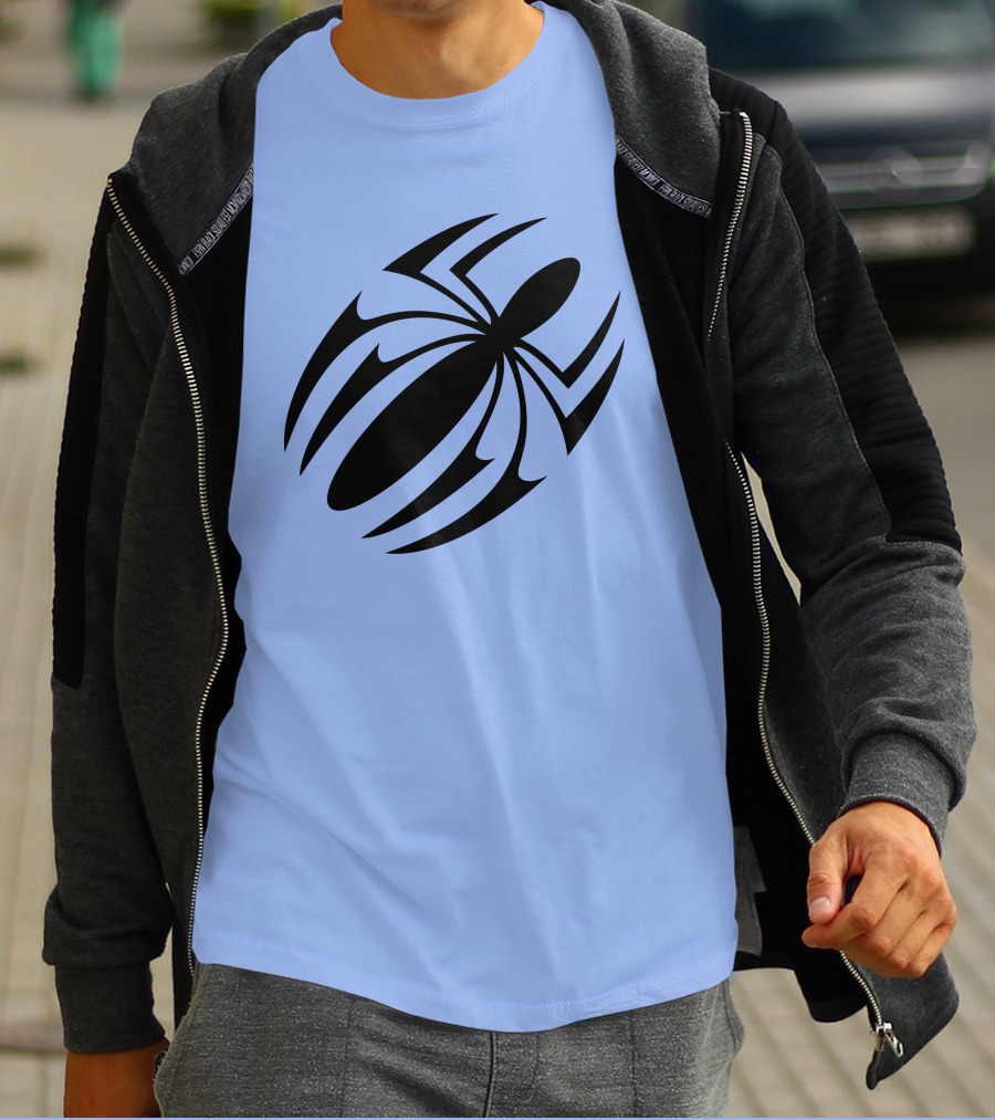 Scarlet Spider Iconic Symbol Blue Background T-Shirt