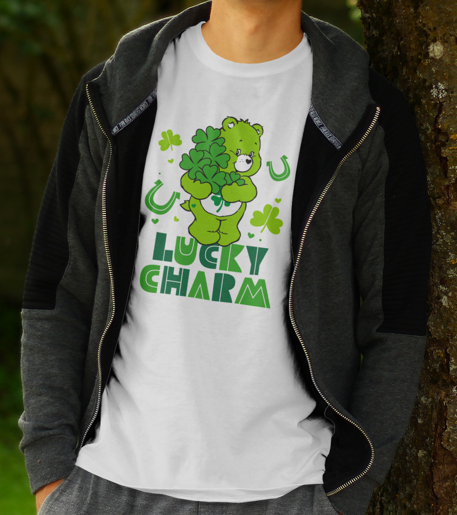 Lucky Charm Green Bear With Shamrocks And Horseshoes T-Shirt