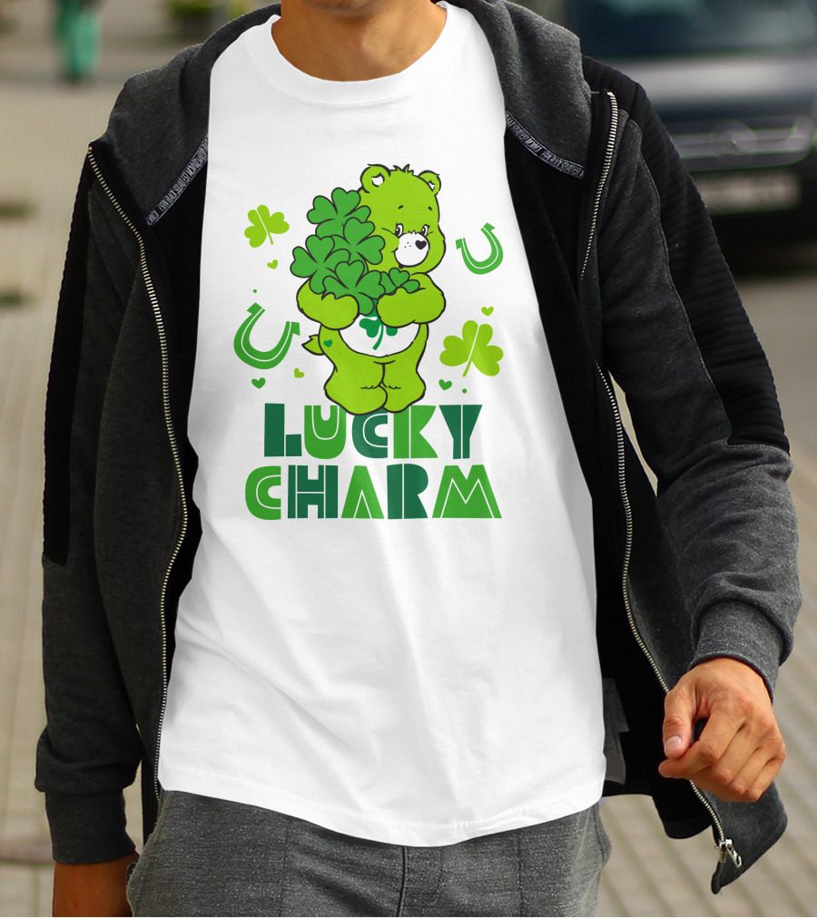 Lucky Charm Green Bear With Shamrocks And Horseshoes T-Shirt