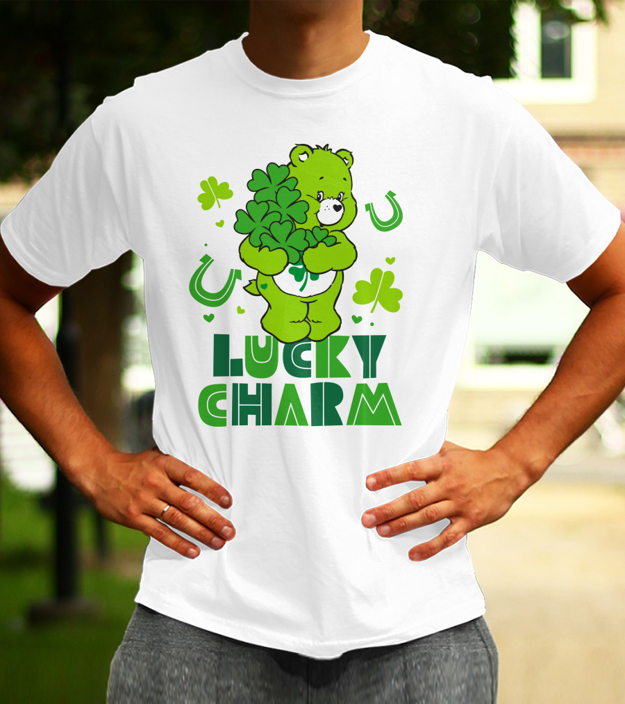 Lucky Charm Green Bear With Shamrocks And Horseshoes T-Shirt