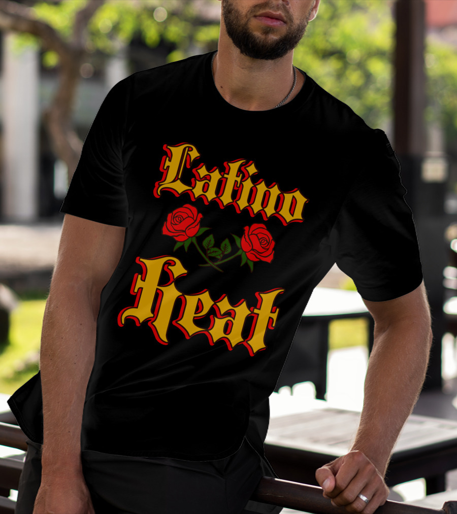 Latino Heat Red Roses Bold Font T-Shirt