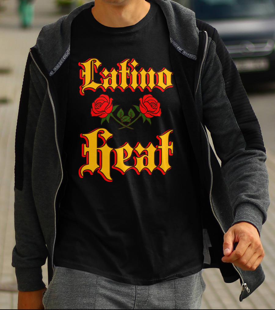 Latino Heat Red Roses Bold Font T-Shirt