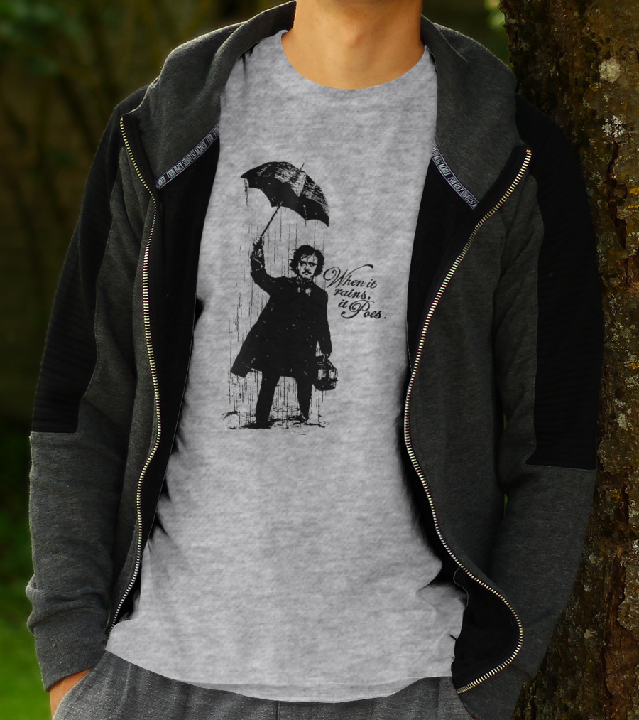 When It Rains It Poes Edgar Umbrella T-Shirt
