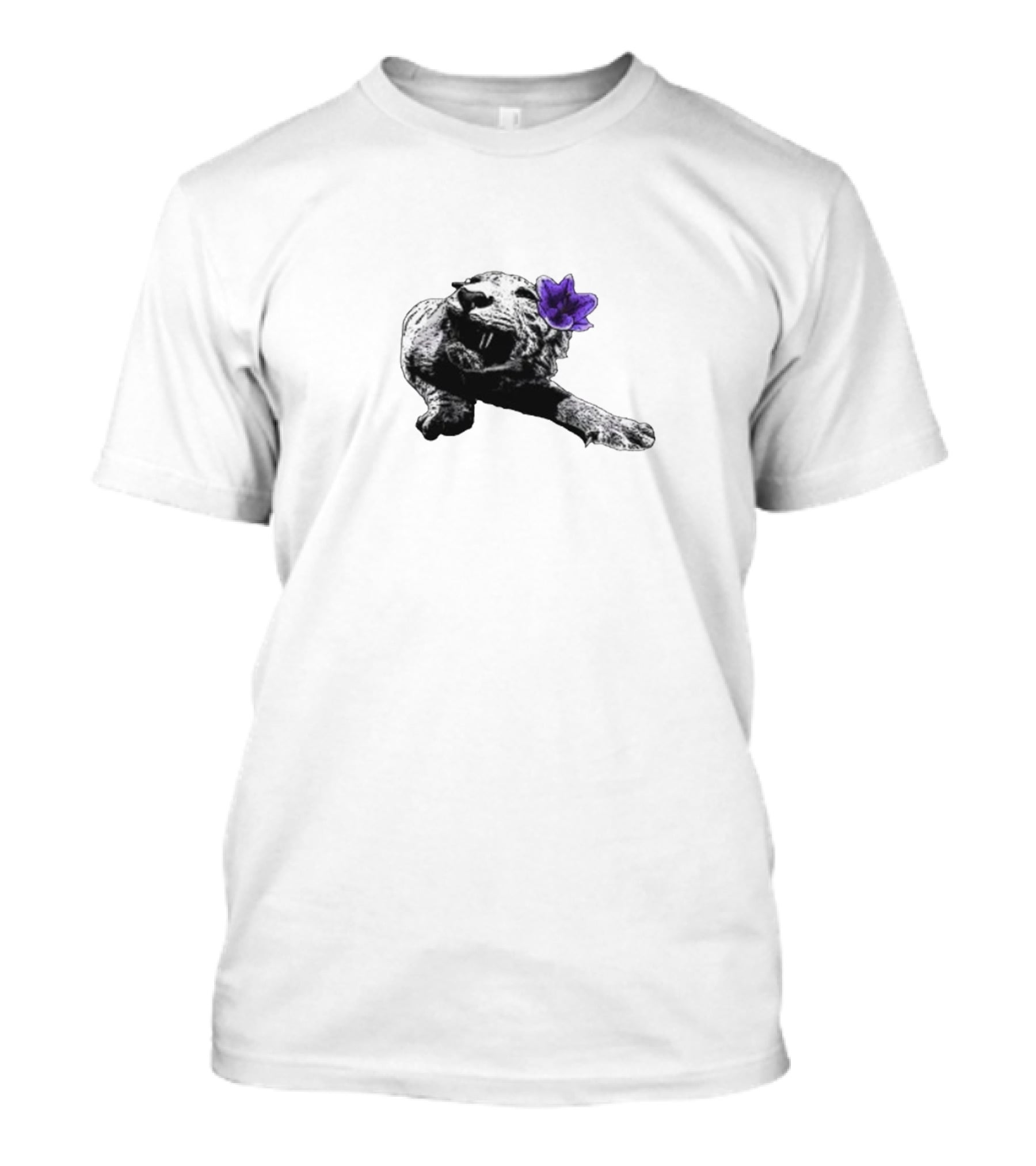 Spirit Blossom Wolf With Purple Flower T-Shirt