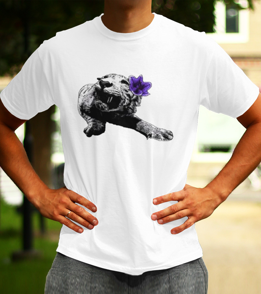 Spirit Blossom Wolf With Purple Flower T-Shirt