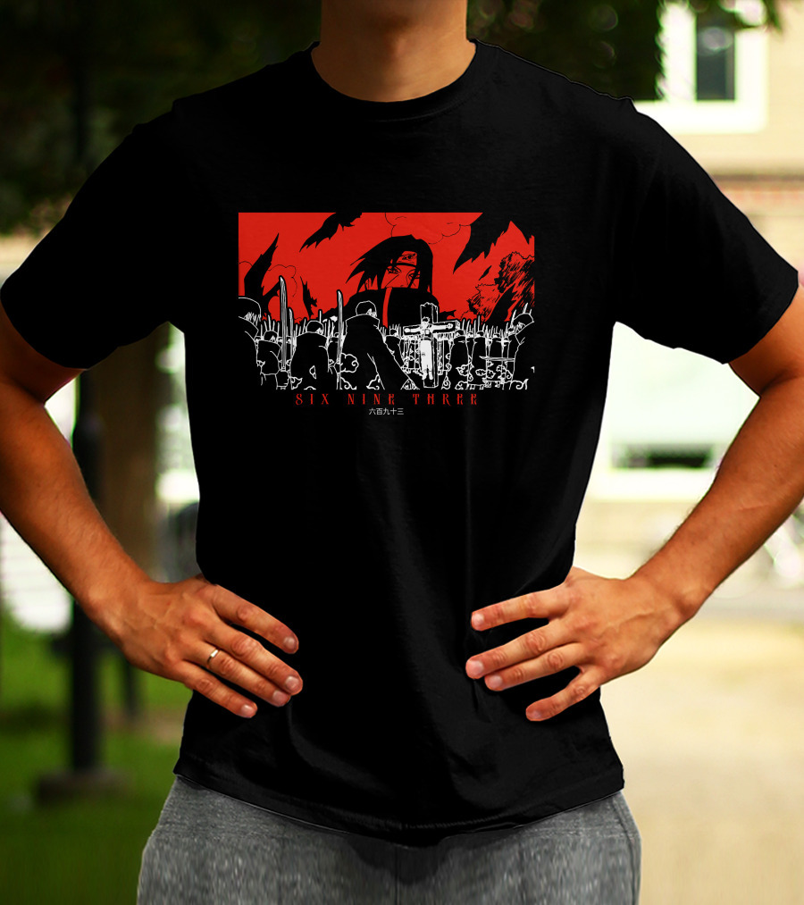 Itachi Tsukuyomi Featuring Kakashi Six Nine Three Red And Black Scene T-Shirt
