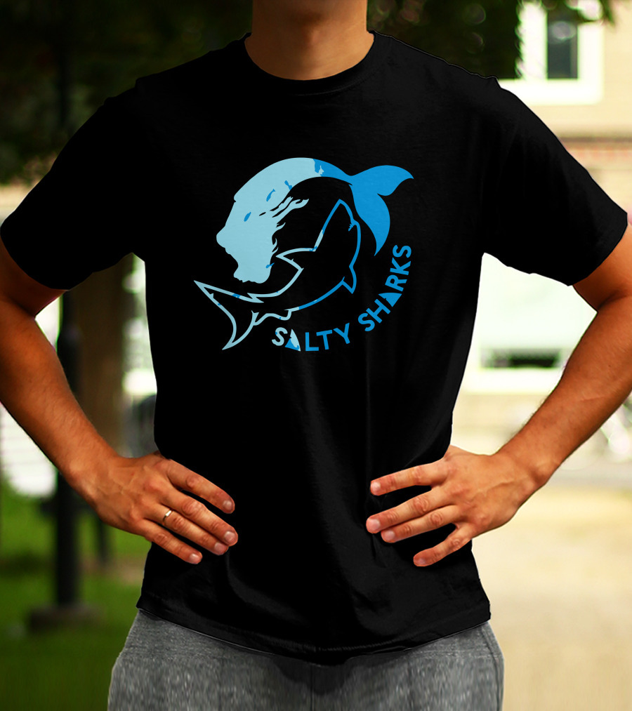 Salty Sharks Logo Blue Ocean Theme Salty Sharks T-Shirt