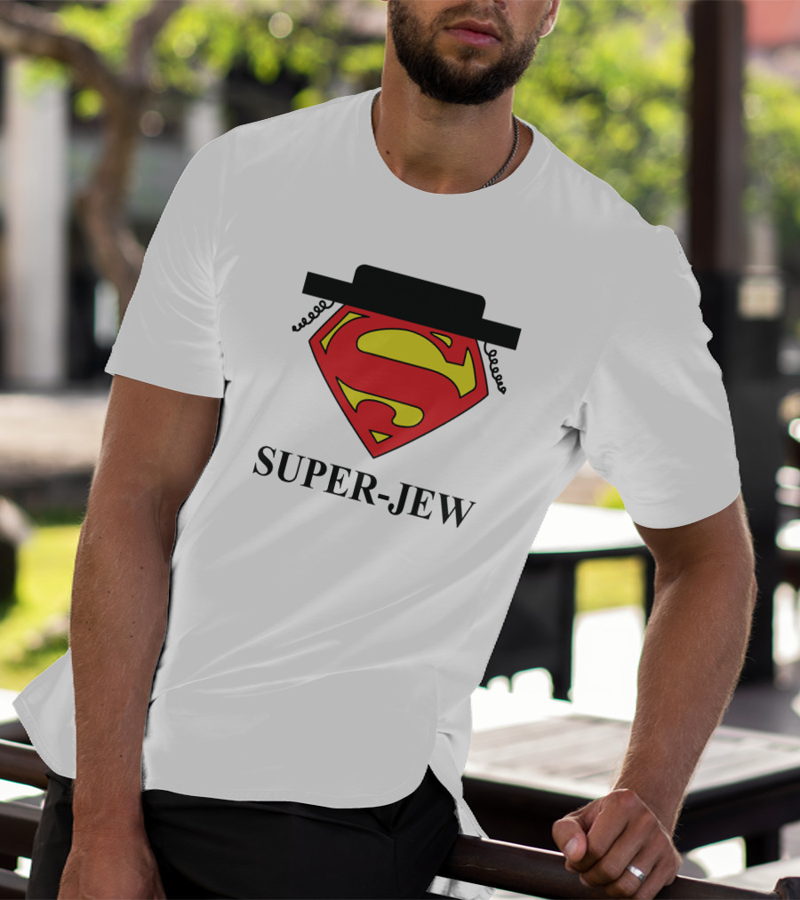Super-Jew Superman Logo Black Hat Peyos Mixture T-Shirt