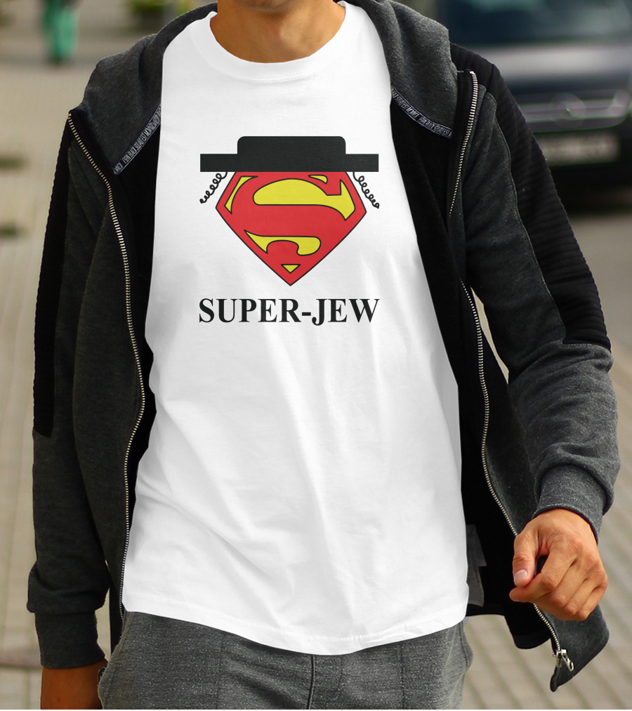 Super-Jew Superman Logo Black Hat Peyos Mixture T-Shirt