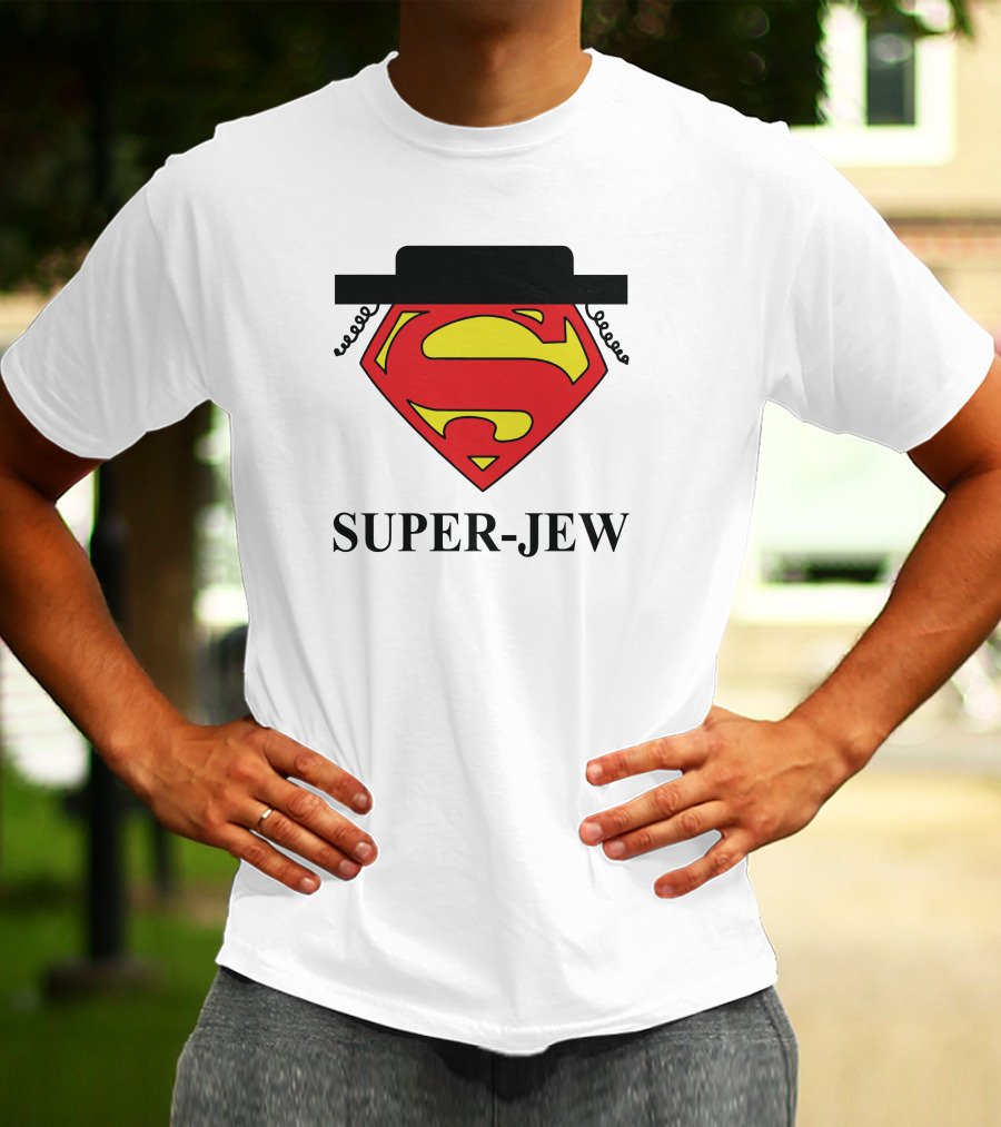 Super-Jew Superman Logo Black Hat Peyos Mixture T-Shirt