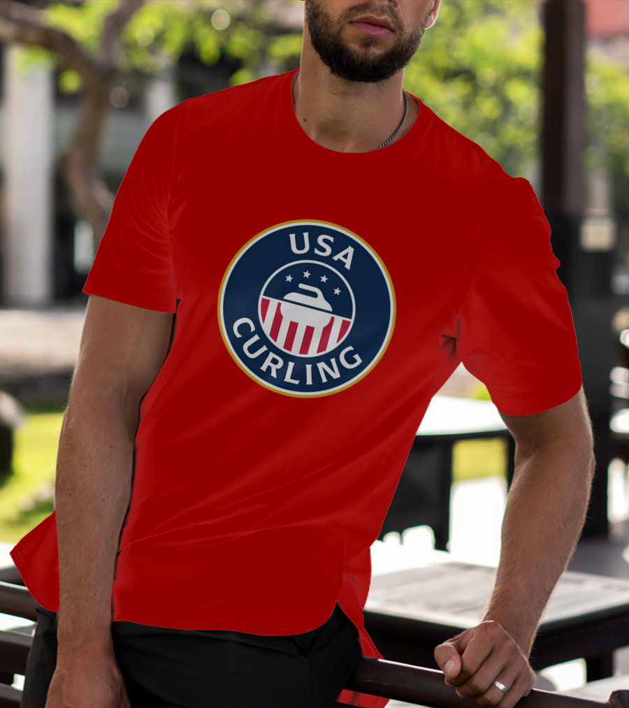 USA Curling Team Peterson Red Emblem T-Shirt