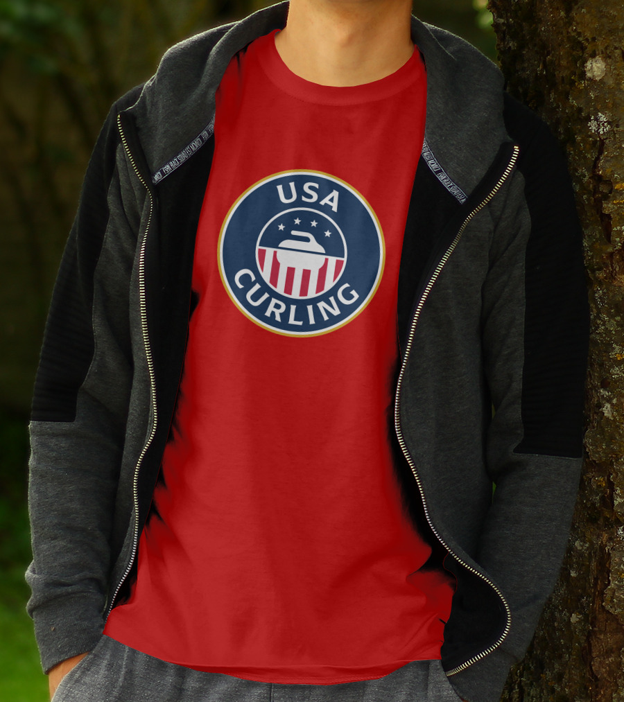 USA Curling Team Peterson Red Emblem T-Shirt