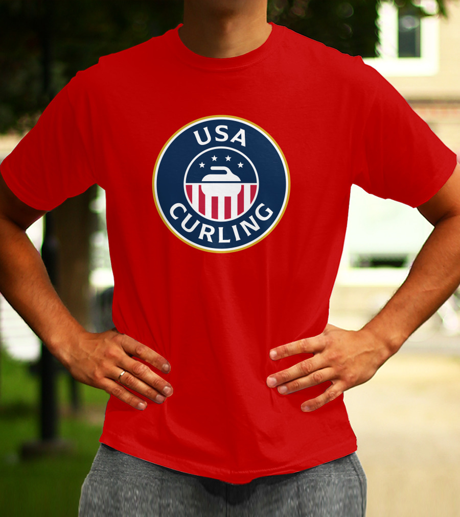 USA Curling Team Peterson Red Emblem T-Shirt