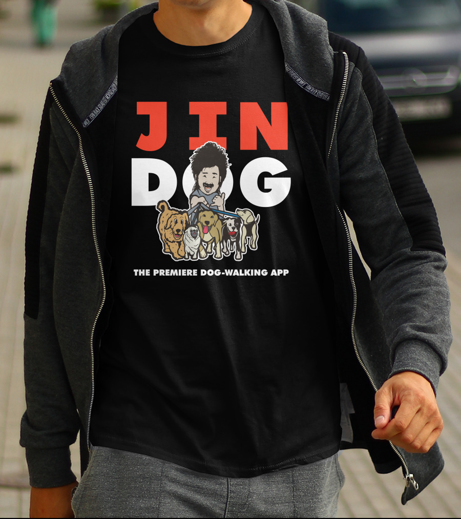 Jindog The Premiere Dog-Walking App Fun Cartoon T-Shirt