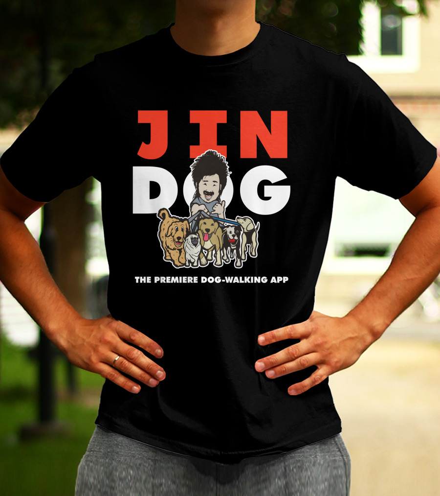Jindog The Premiere Dog-Walking App Fun Cartoon T-Shirt