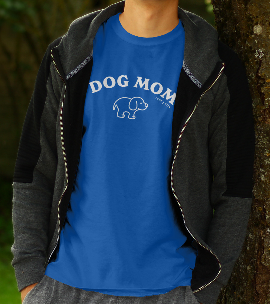 Natalie Decker Ivory Ella Dog Mom Blue T-Shirt