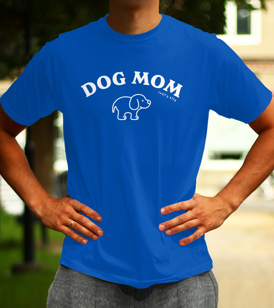 Natalie Decker Ivory Ella Dog Mom Blue T-Shirt