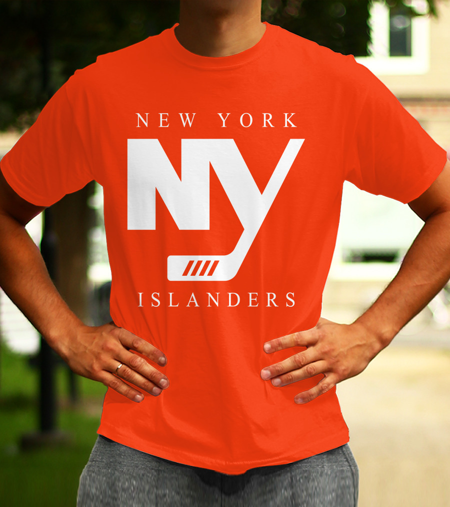 New York Islanders NY Hockey Text Stamp T-Shirt