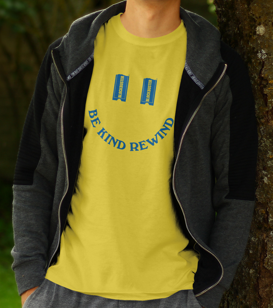 Blockbuster Be Kind Rewind Smiley Face Concept T-Shirt