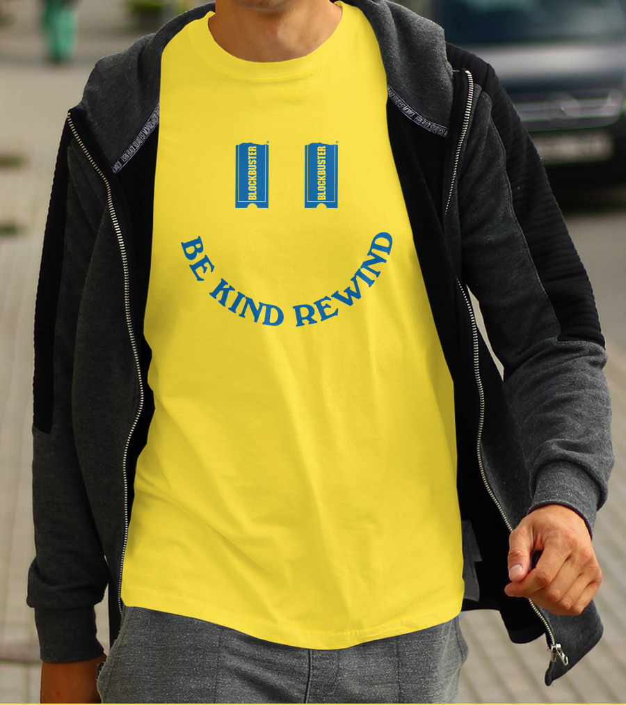 Blockbuster Be Kind Rewind Smiley Face Concept T-Shirt