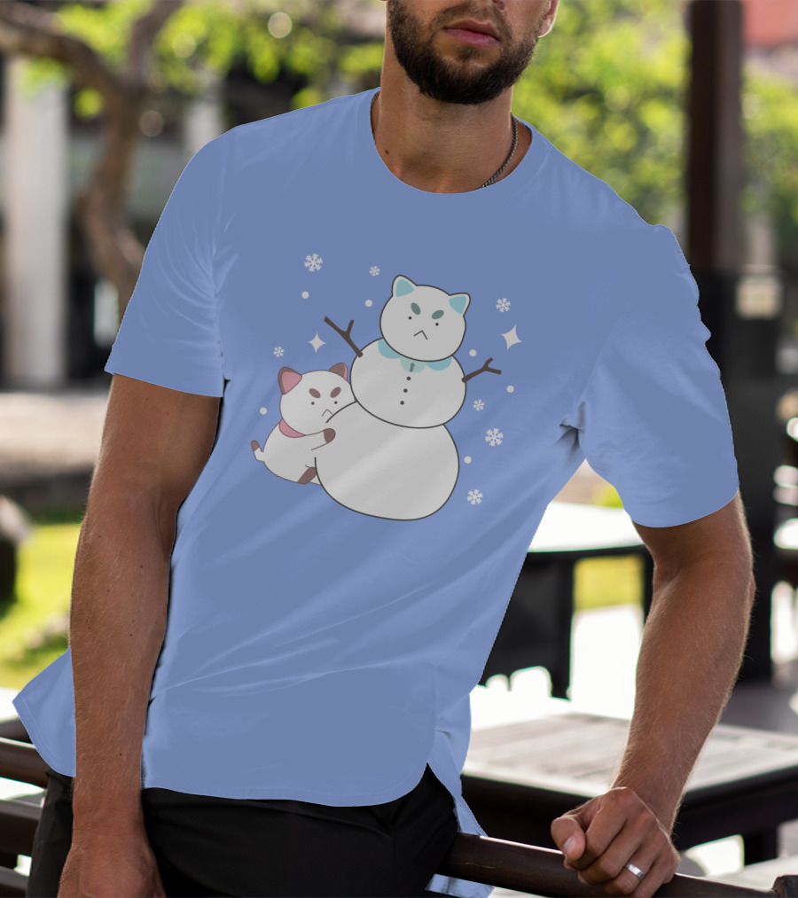 Bee And Puppycat Cute Snowman Scene T-Shirt