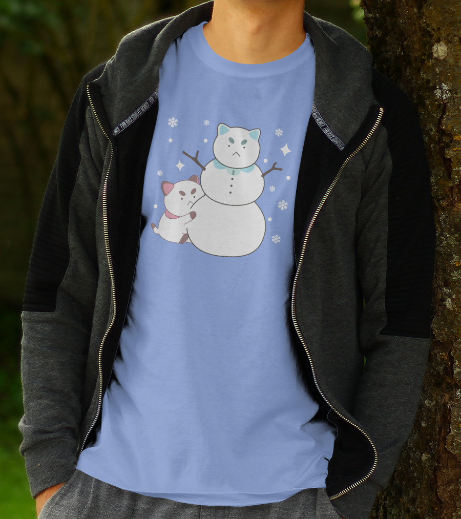 Bee And Puppycat Cute Snowman Scene T-Shirt