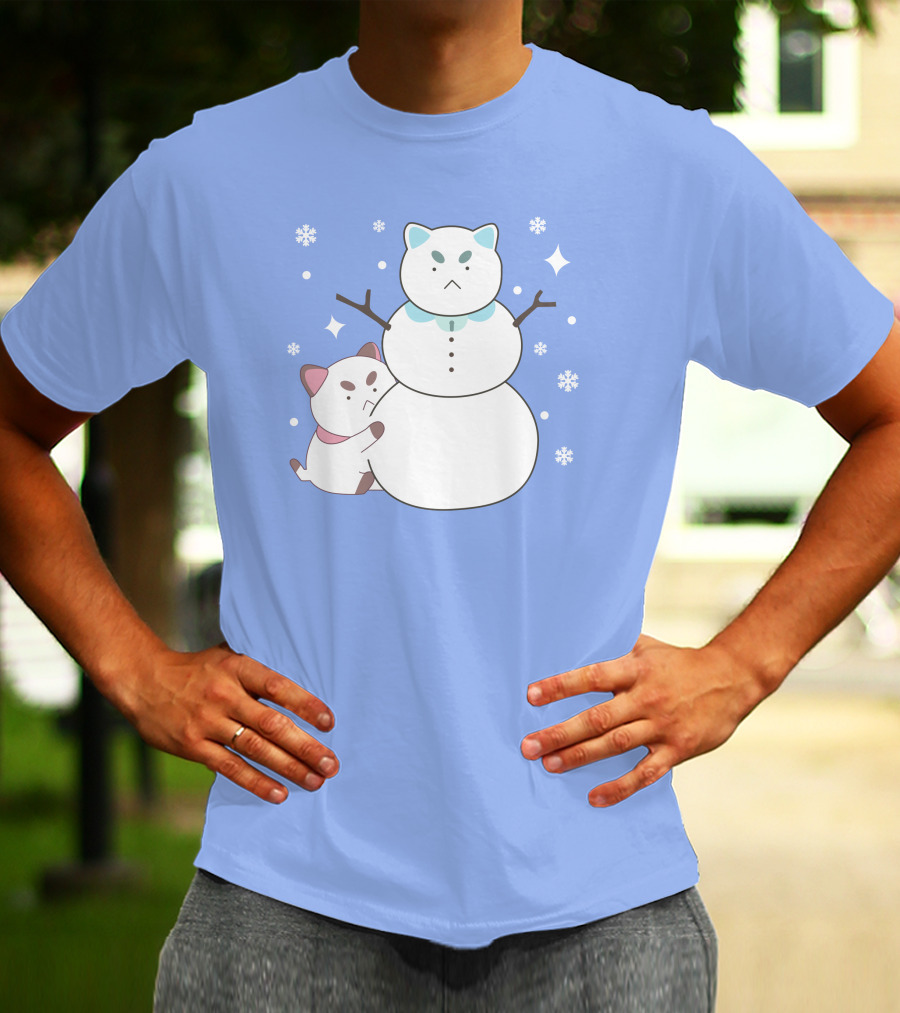 Bee And Puppycat Cute Snowman Scene T-Shirt