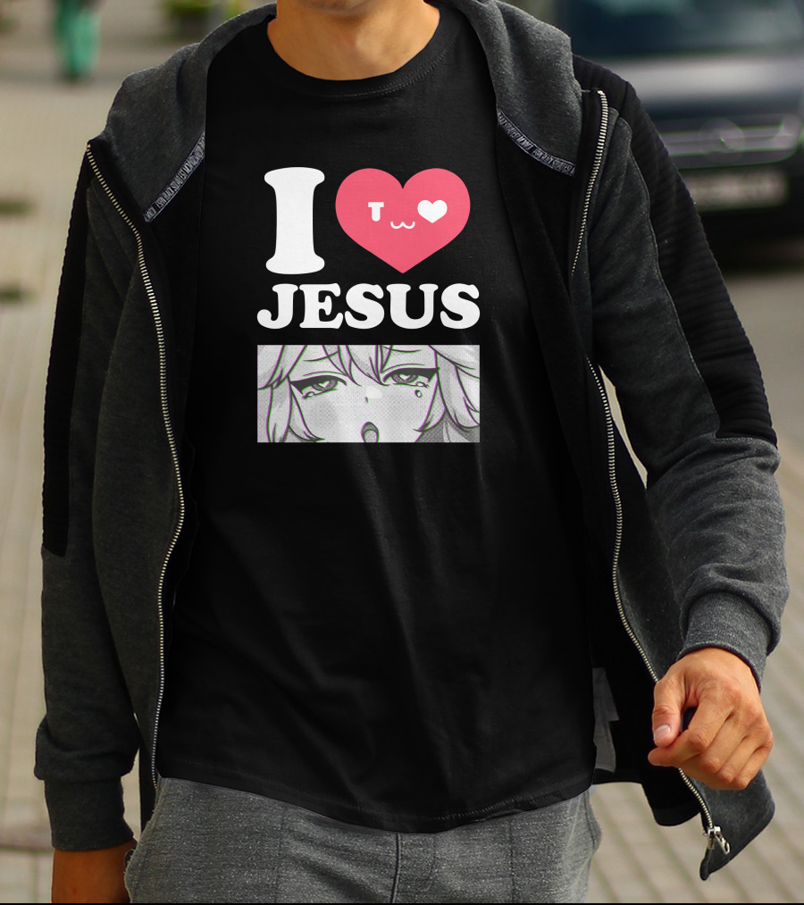 Vshojo I Love Jesus Heart Anime Face UwU Expression T-Shirt