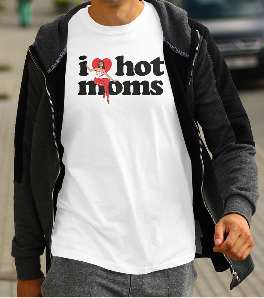 Danny Duncan I Heart Hot Moms Retro Style White T-Shirt