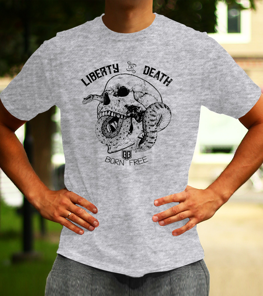 Liberty Or Death Born Free Skull And Snake Bunker Branding 2.0 T-Shirt
