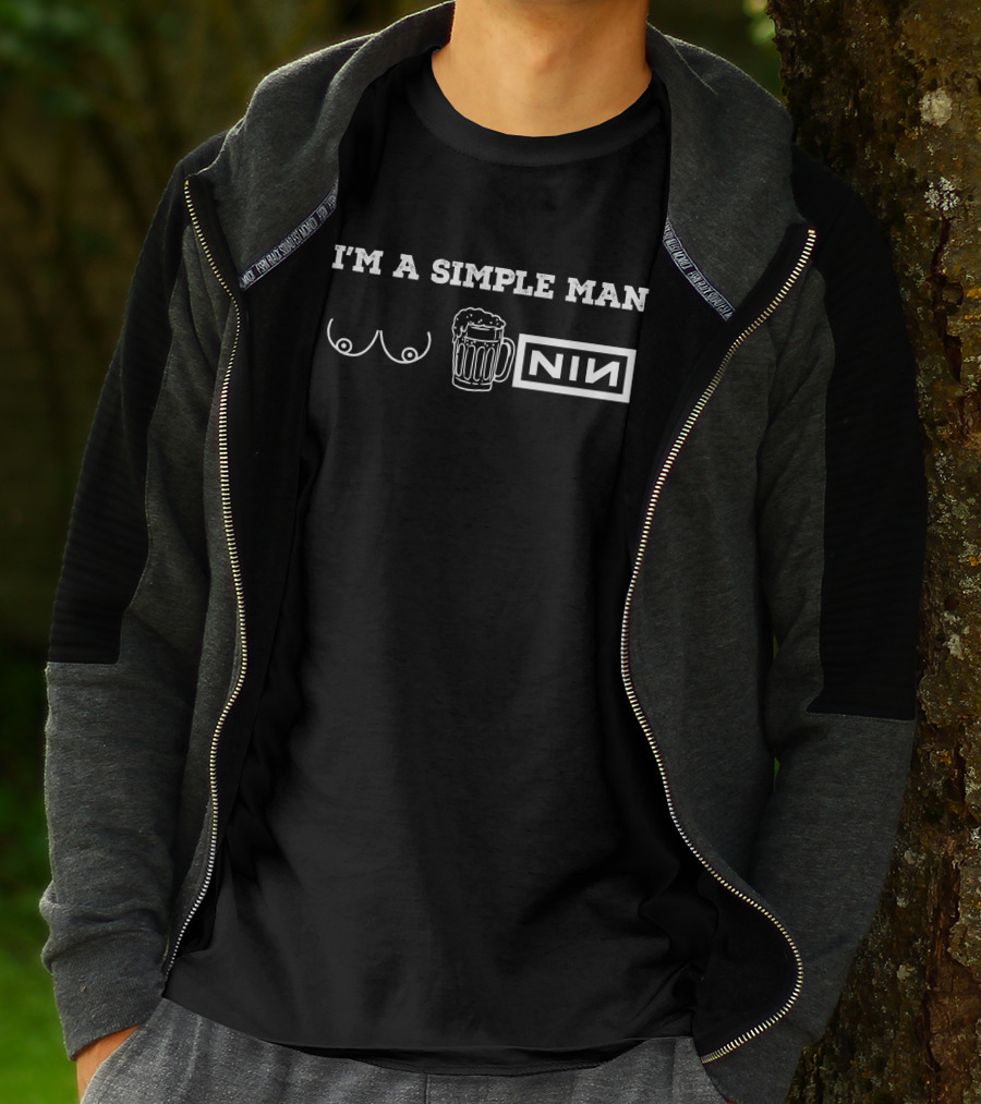 I'm A Simple Man I Like Mountain Biking Beer Dogs T-Shirt