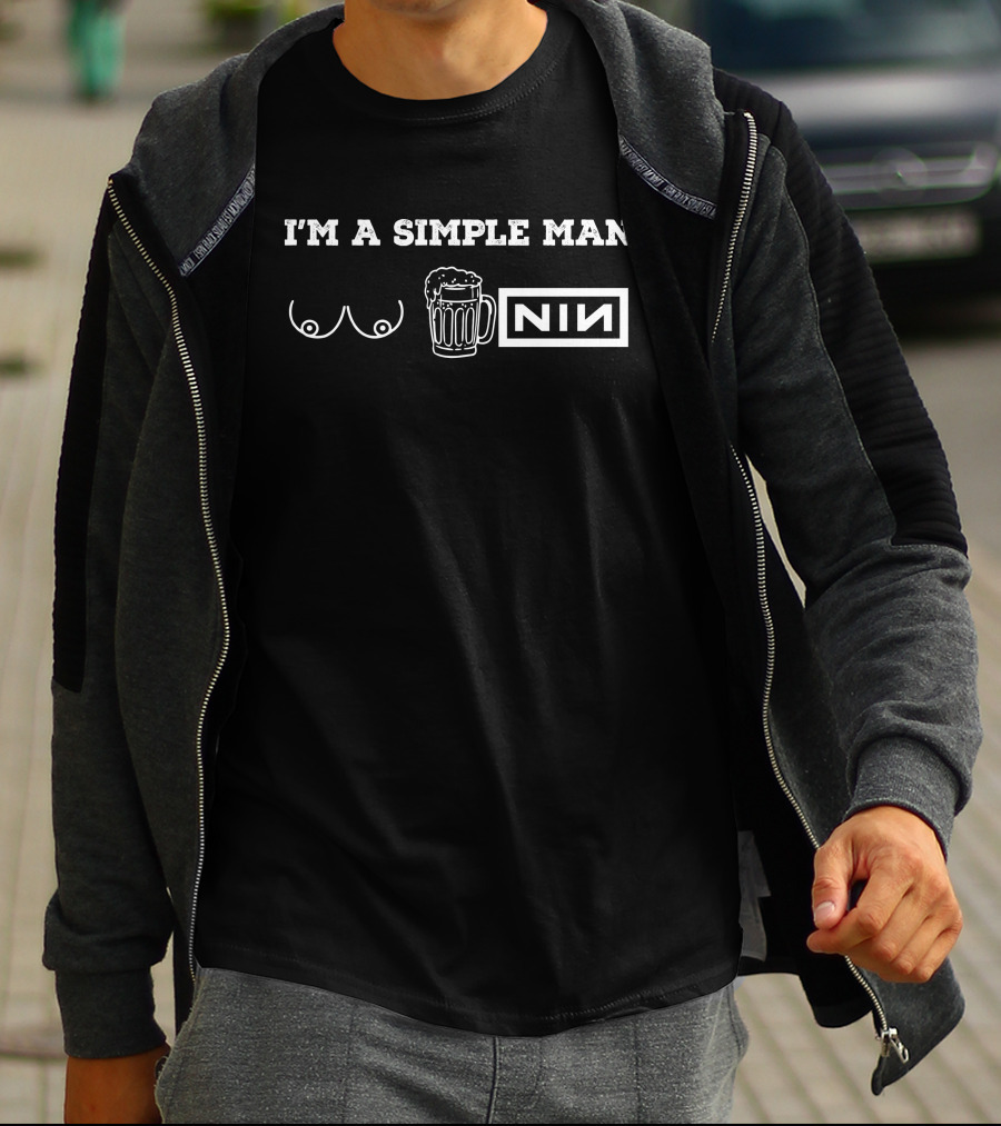I'm A Simple Man I Like Mountain Biking Beer Dogs T-Shirt