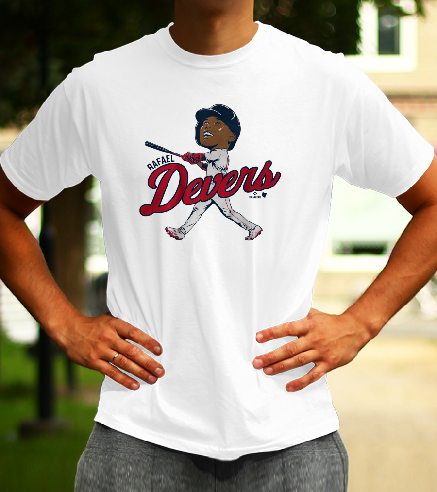 Rafael Devers Baseball Caricature With Swinging Pose T-Shirt