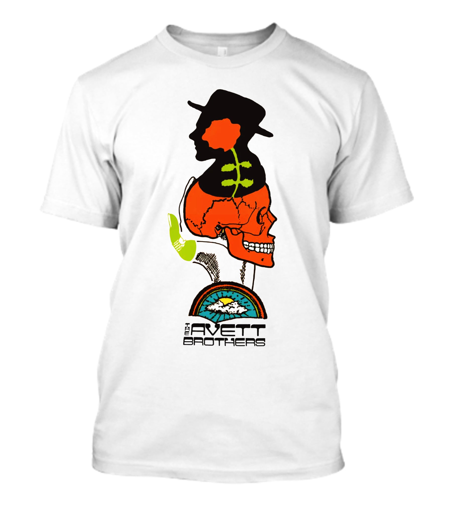 Avett Brothers Merch Skull Flower Hat Sunburst T-Shirt