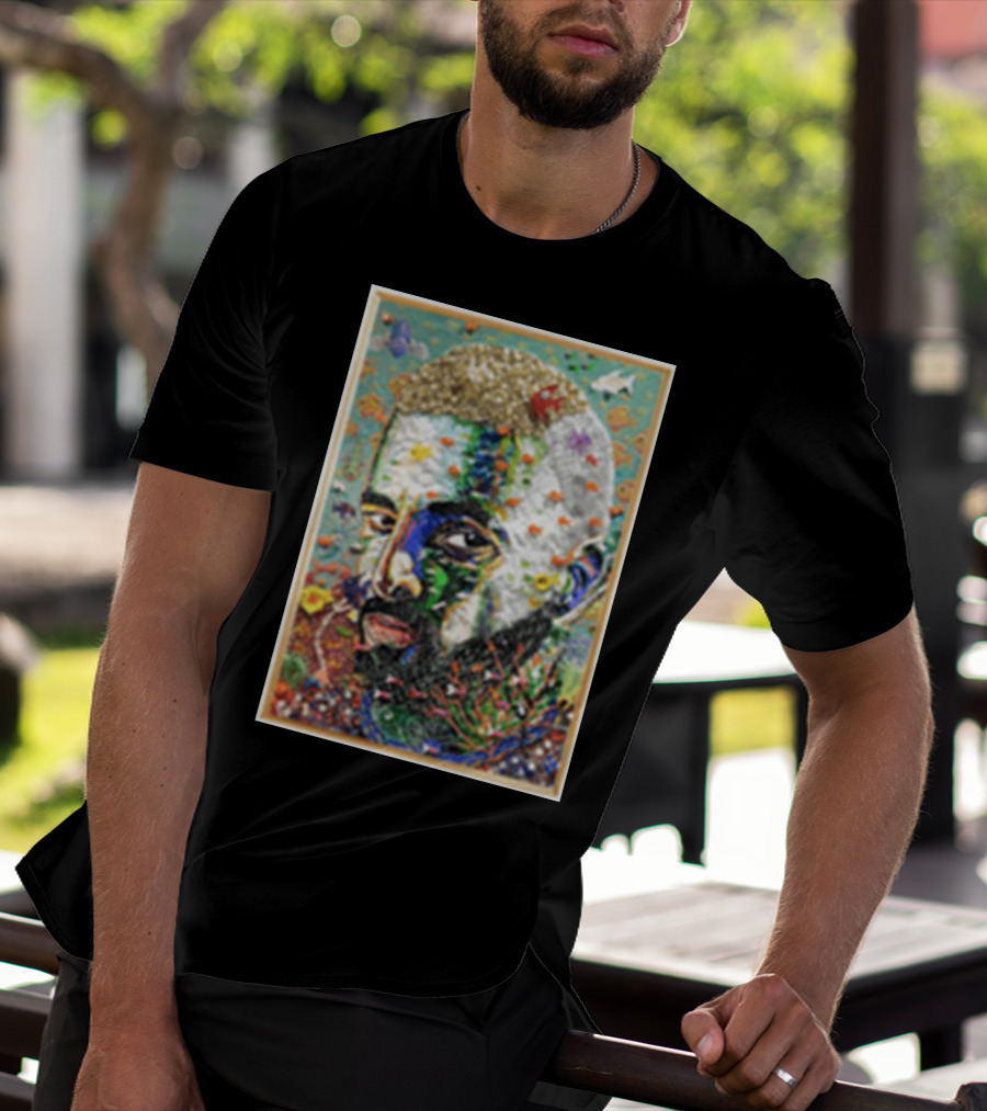Maluma Merch Colorful Portrait With Nature And Butterfly Elements T-Shirt