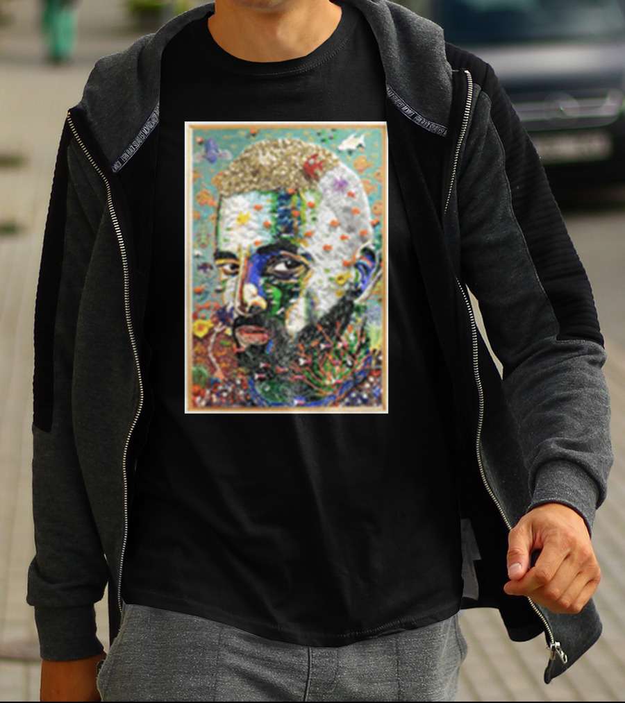 Maluma Merch Colorful Portrait With Nature And Butterfly Elements T-Shirt