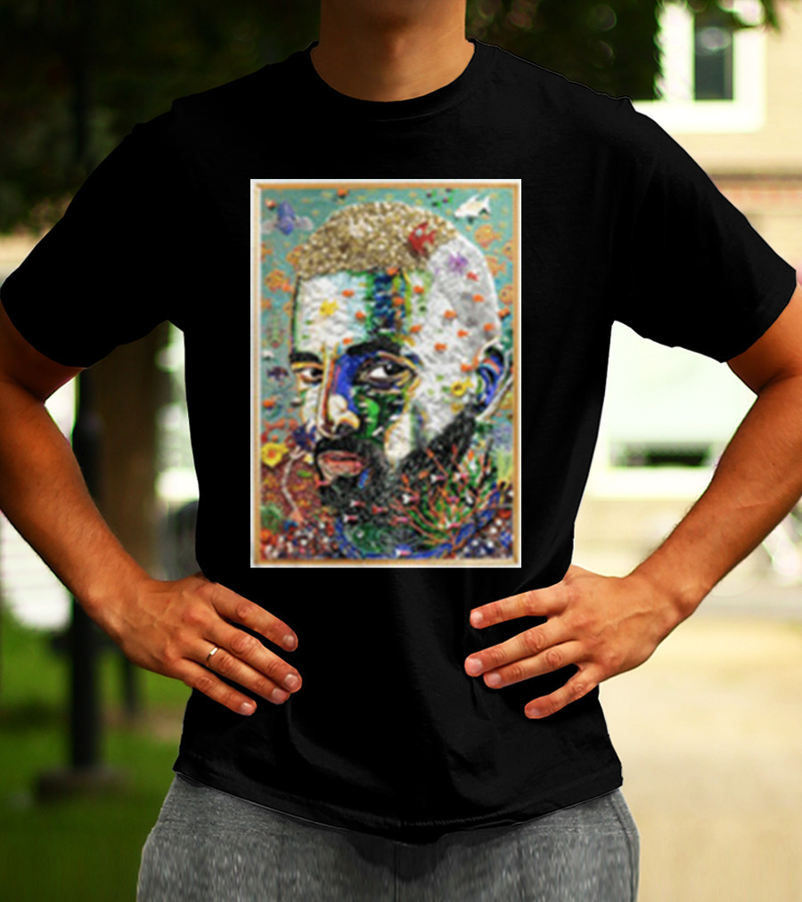Maluma Merch Colorful Portrait With Nature And Butterfly Elements T-Shirt