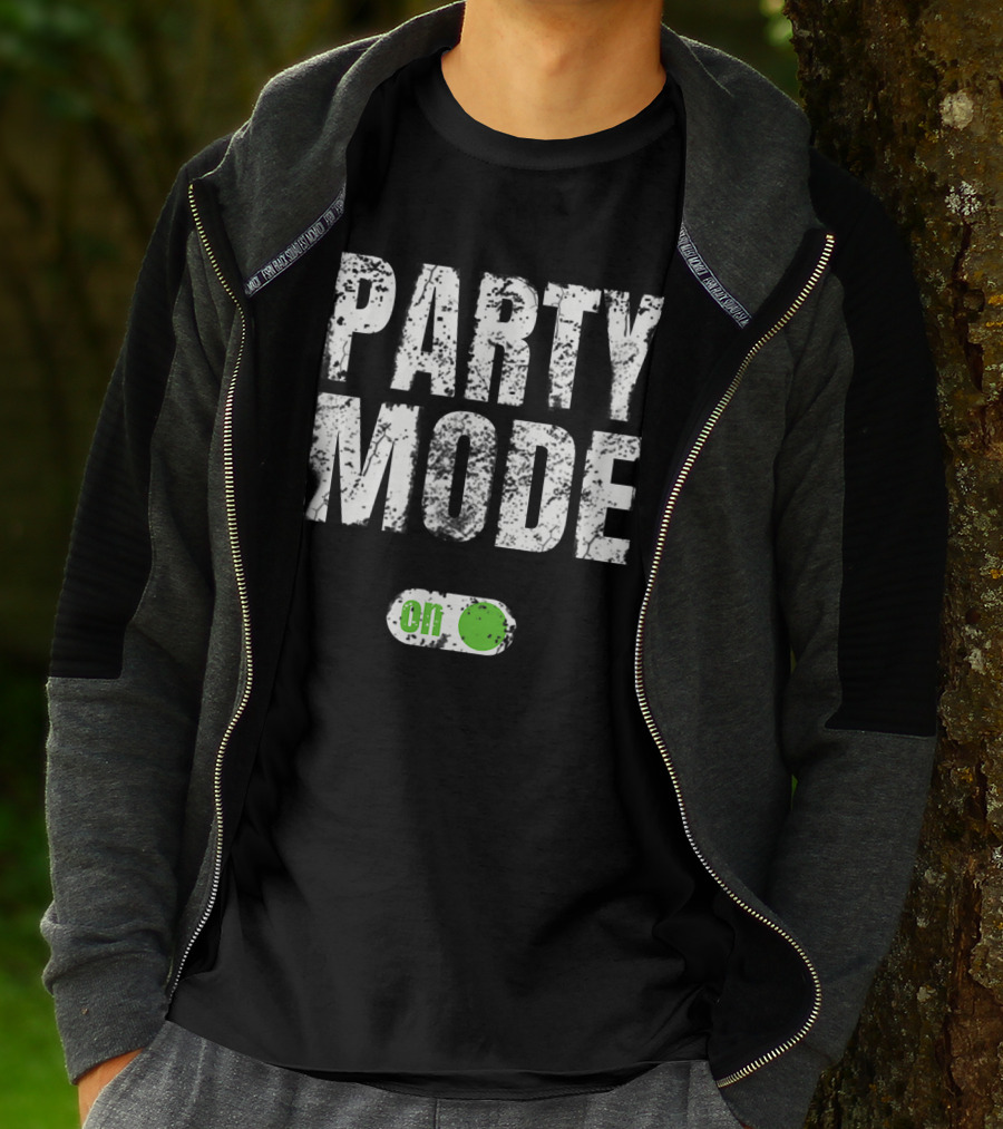 Party Mode On Off Sequin Switch Green Button T-Shirt