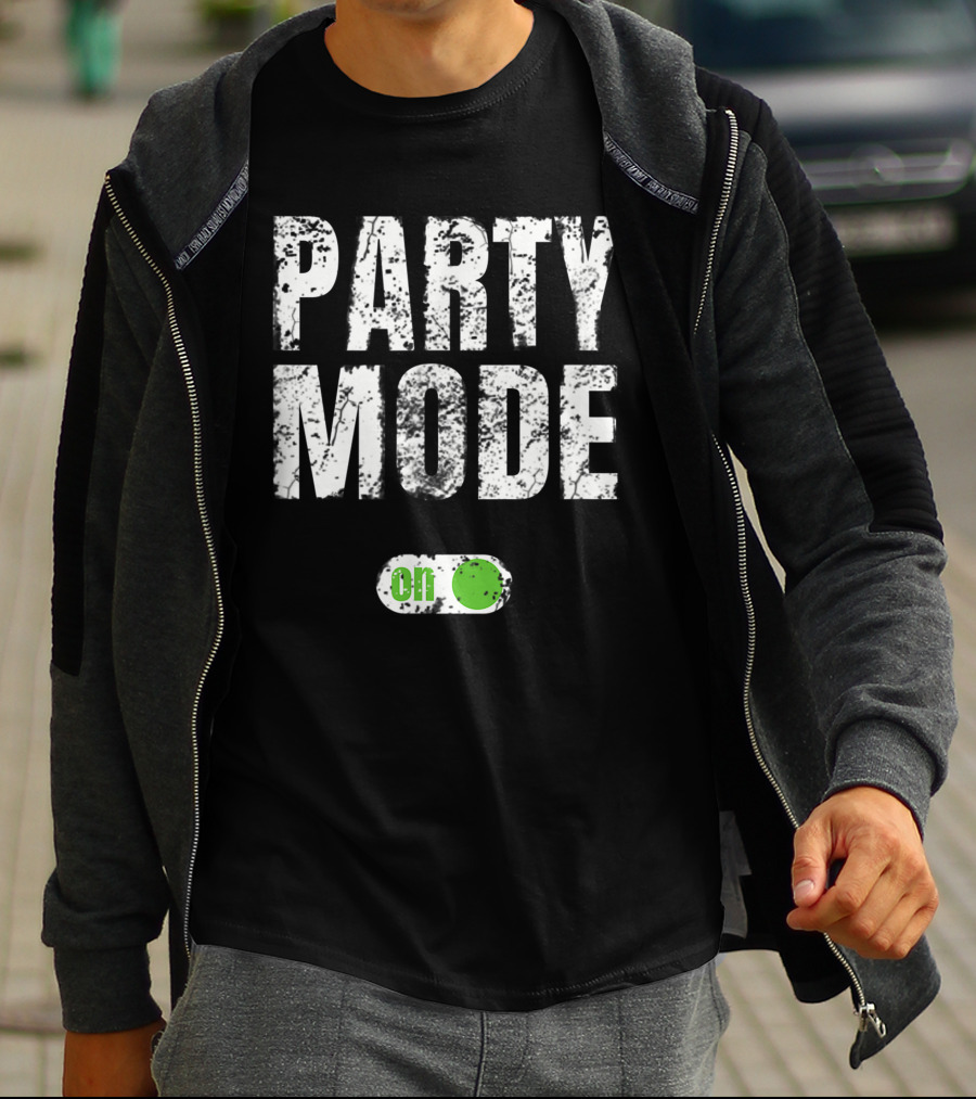 Party Mode On Off Sequin Switch Green Button T-Shirt