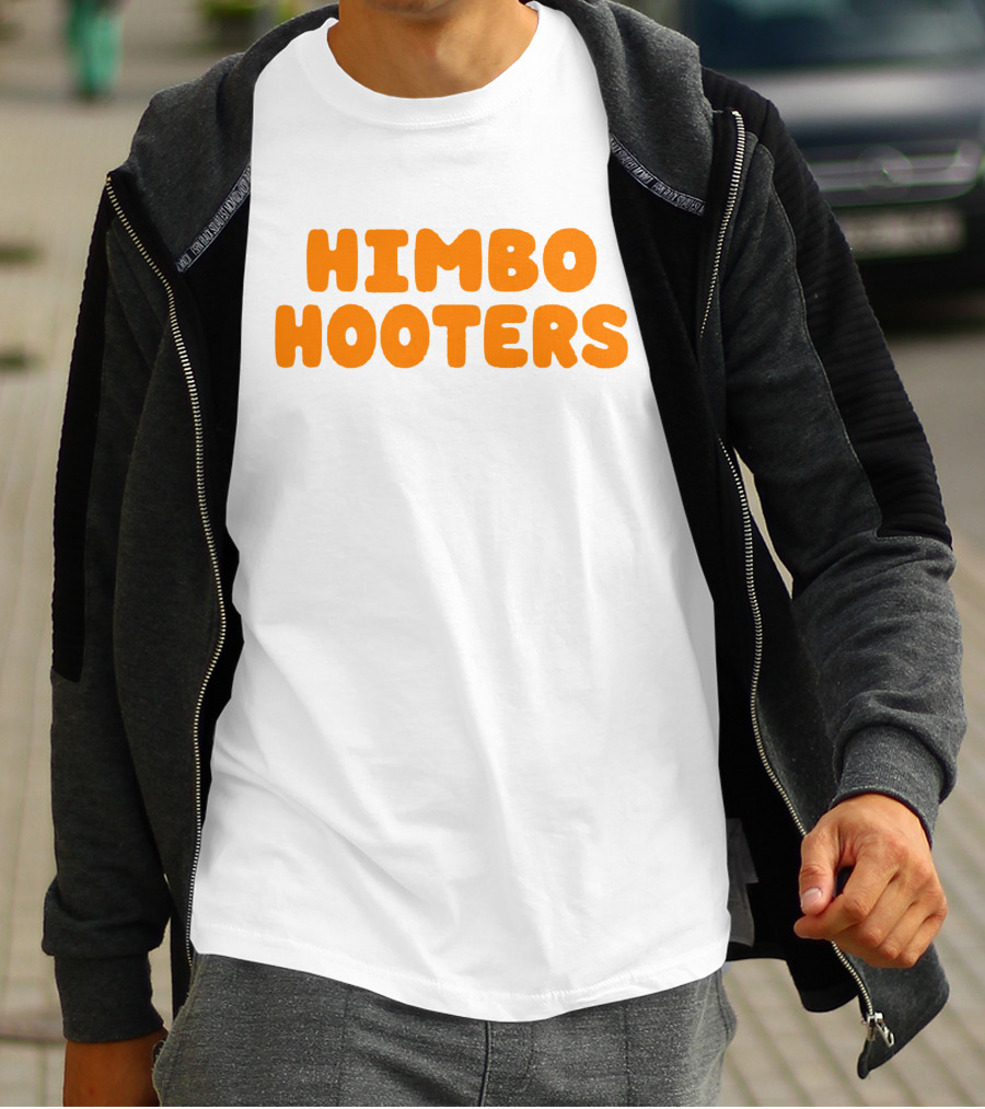 Himbo Hooters Bold Orange Retro-Inspired Text T-Shirt