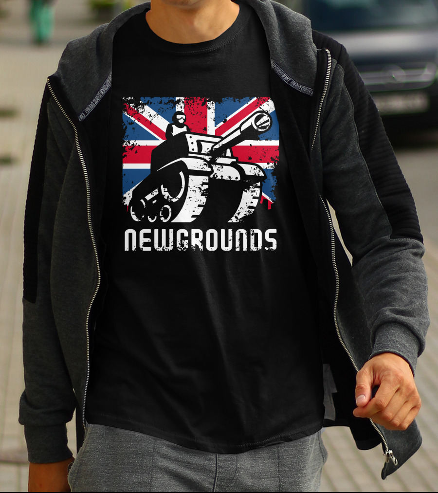 Newgrounds Tank Over Union Jack UK T-Shirt