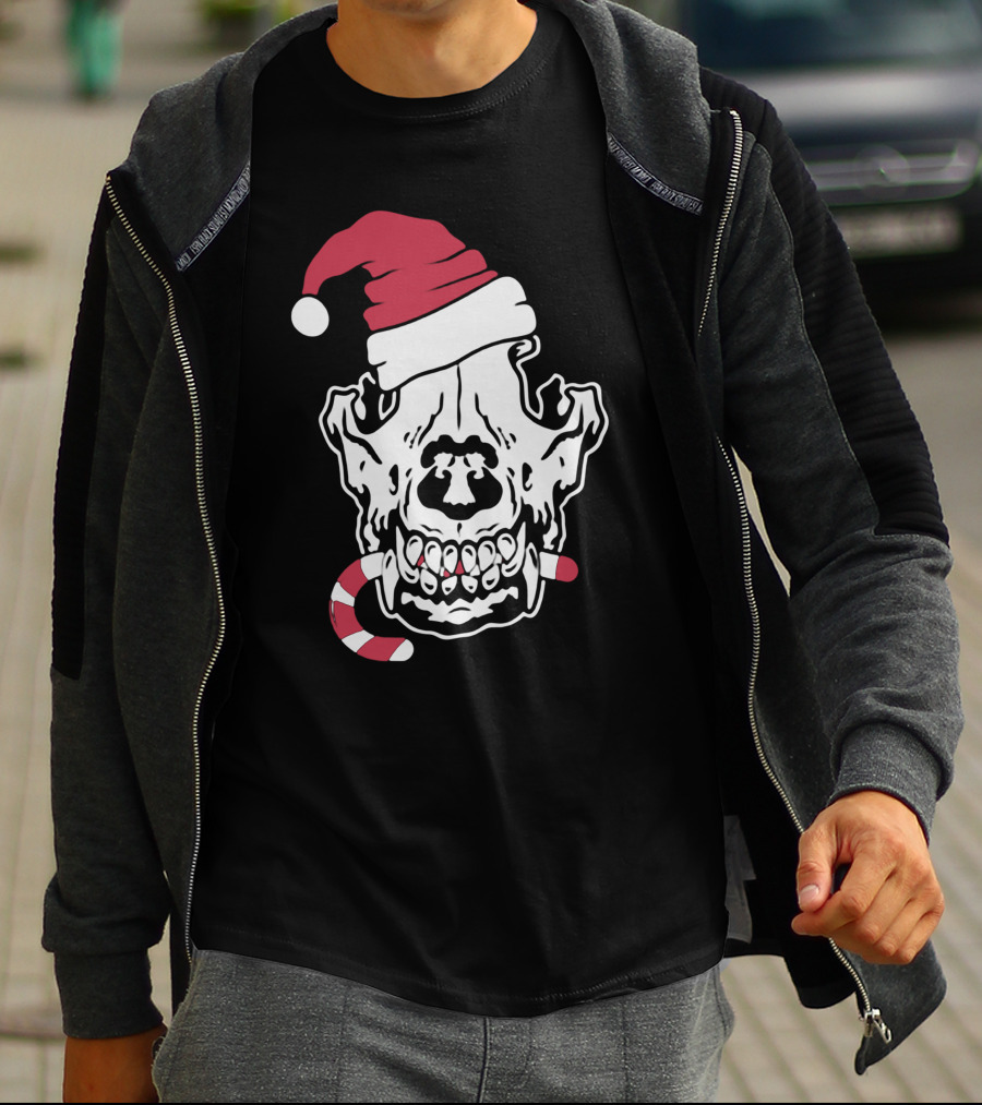Streetspeed717 Skull Santa Candy Cane Holiday T-Shirt