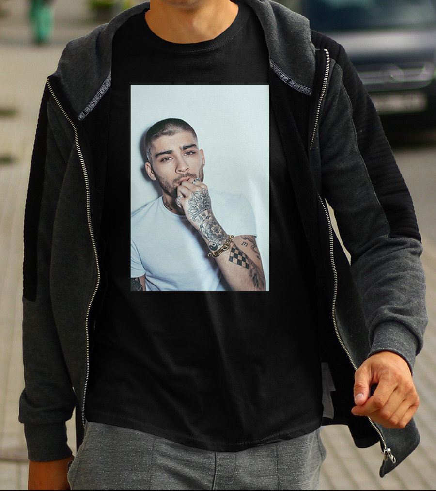 Zayn Malik Tattoo Style White Tee Casual Look T-Shirt