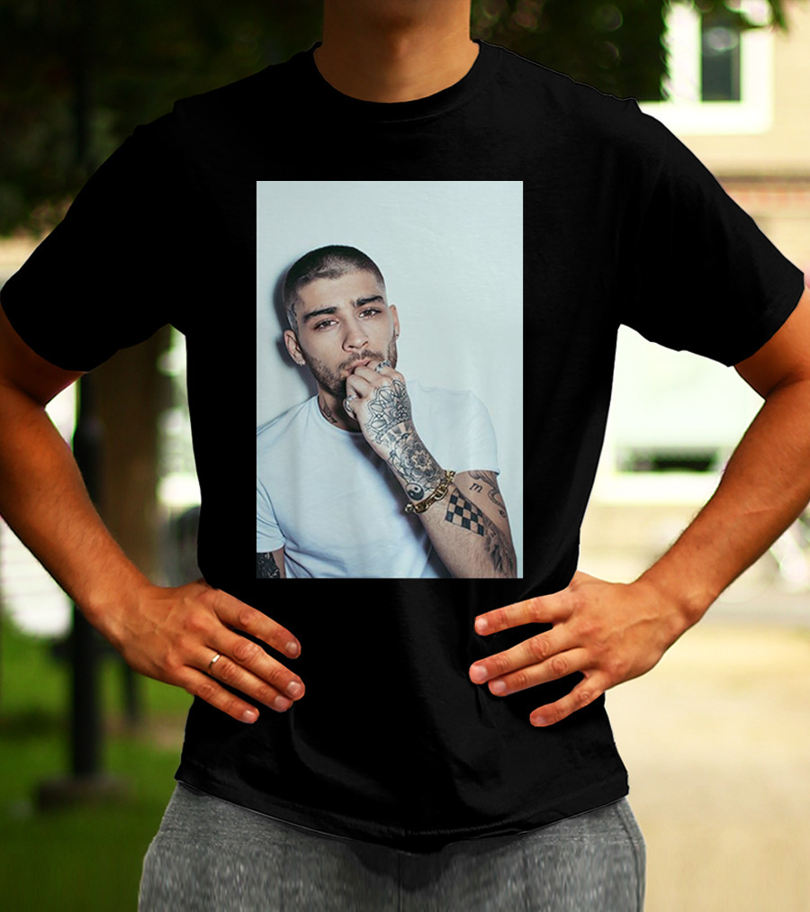 Zayn Malik Tattoo Style White Tee Casual Look T-Shirt