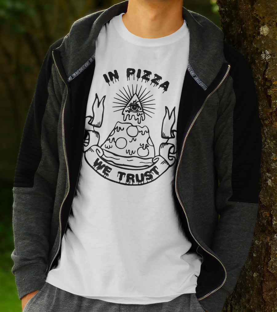 In Pizza We Trust Eye Pyramid Slice T-Shirt