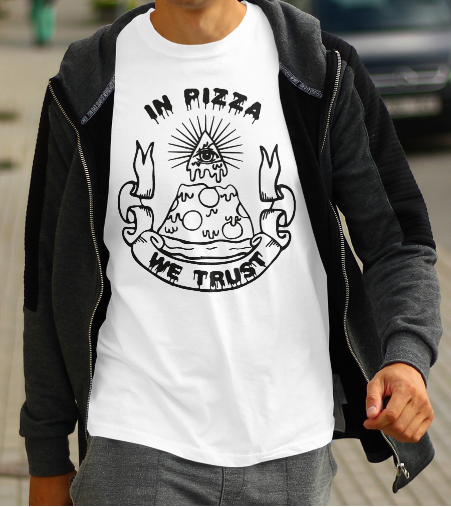 In Pizza We Trust Eye Pyramid Slice T-Shirt