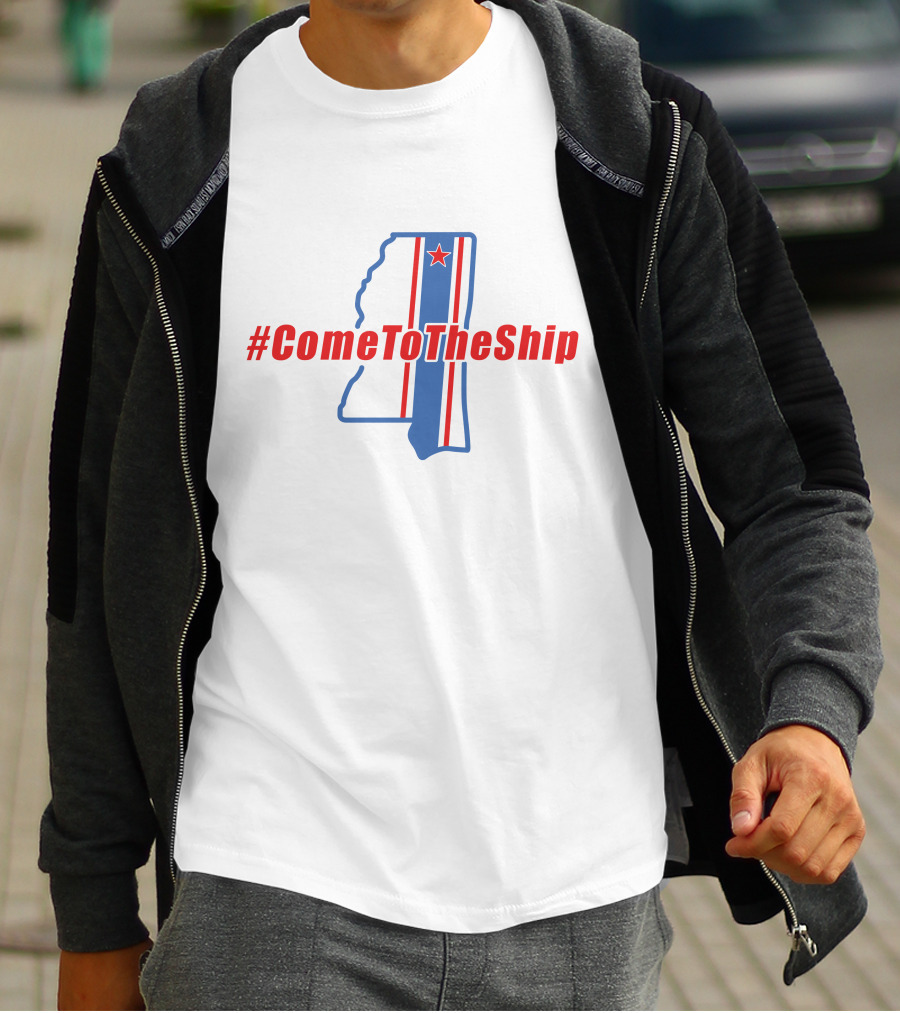ComeToTheShip Mississippi Map Red Star Stripes T-Shirt