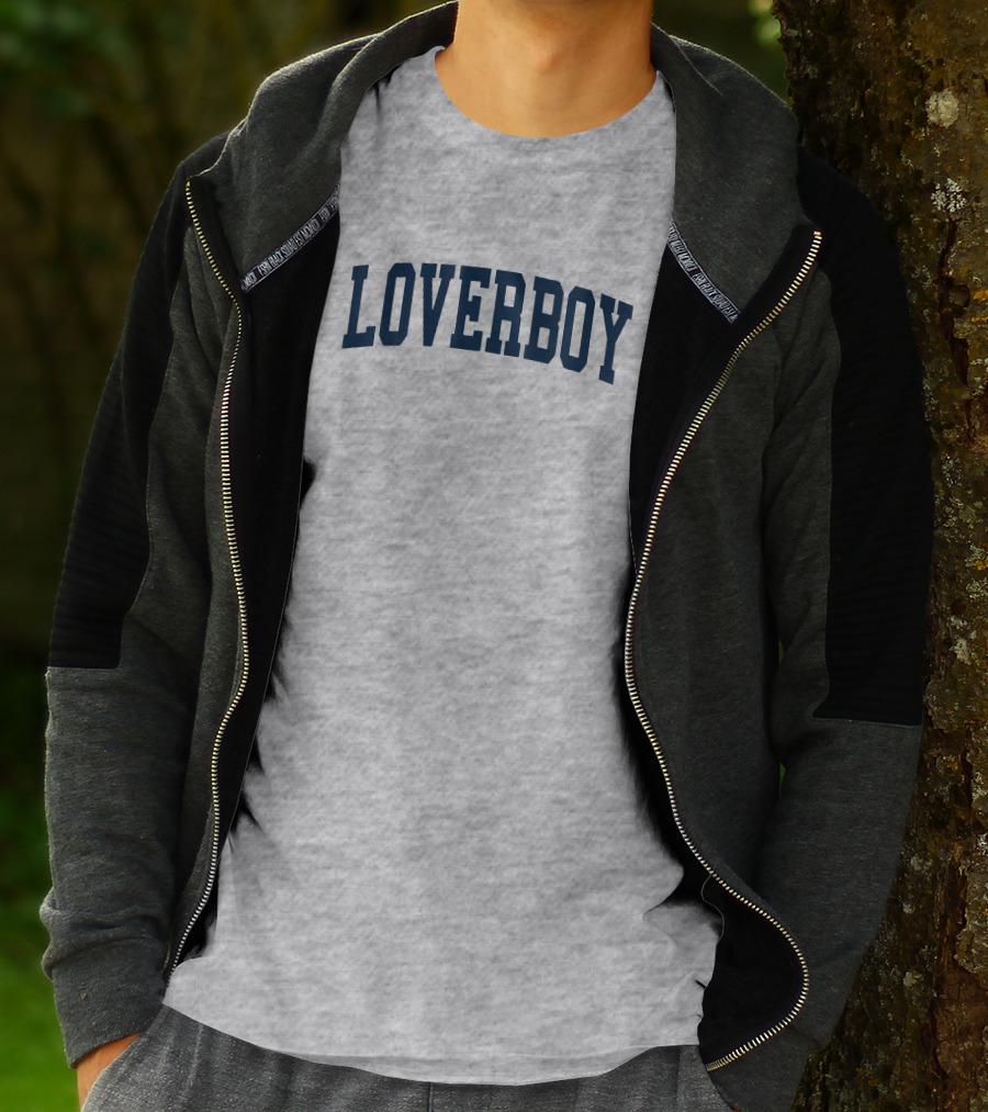 LOVERBOY Merch Grey College Font T-Shirt